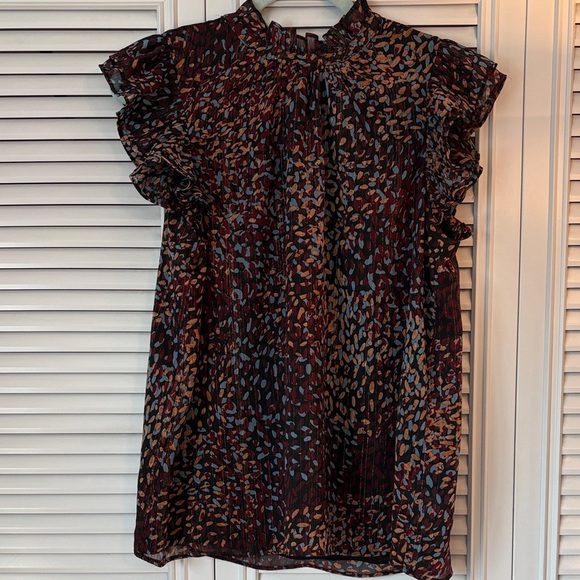 Express Ruffle Mock Neck Flutter Sleeve Blouse Women’s Medium - Picture 10 of 10